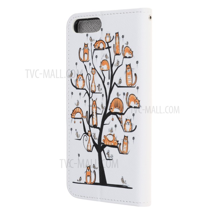 Newly Cross Texture Stylish Patterned Leather Wallet Case for iPhone 8 Plus/7 Plus 5.5 inch - Animal and Tree-3