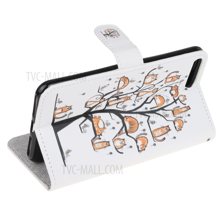 Newly Cross Texture Stylish Patterned Leather Wallet Case for iPhone 8 Plus/7 Plus 5.5 inch - Animal and Tree-4
