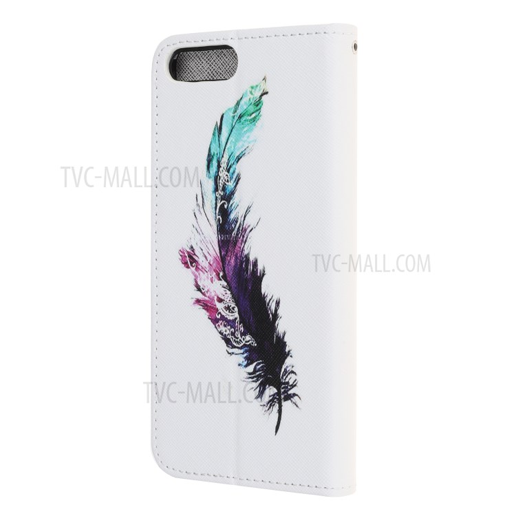 Newly Cross Texture Stylish Patterned Leather Wallet Case for iPhone 8 Plus/7 Plus 5.5 inch - Feather-3
