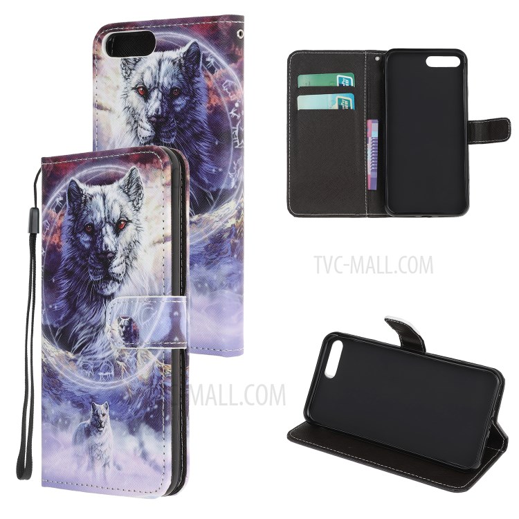 Newly Cross Texture Stylish Patterned Leather Wallet Case for iPhone 8 Plus/7 Plus 5.5 inch - Tiger-1