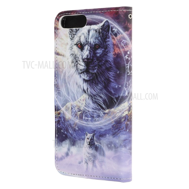 Newly Cross Texture Stylish Patterned Leather Wallet Case for iPhone 8 Plus/7 Plus 5.5 inch - Tiger-3