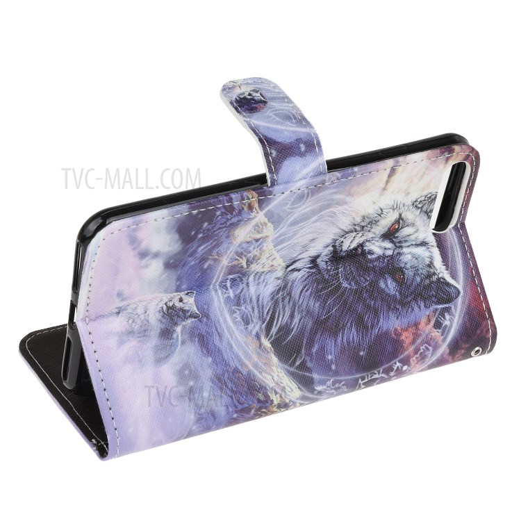 Newly Cross Texture Stylish Patterned Leather Wallet Case for iPhone 8 Plus/7 Plus 5.5 inch - Tiger-4