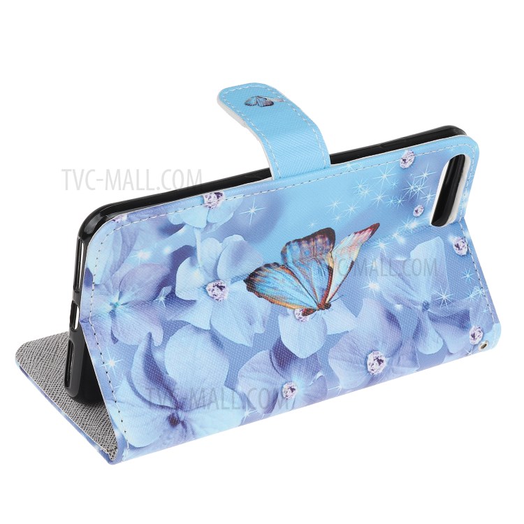 Newly Cross Texture Stylish Patterned Leather Wallet Case for iPhone 8 Plus/7 Plus 5.5 inch - Flowers and Butterfly-4