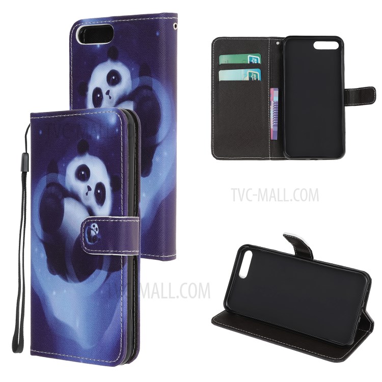 Newly Cross Texture Stylish Patterned Leather Wallet Case for iPhone 8 Plus/7 Plus 5.5 inch - Panda-1