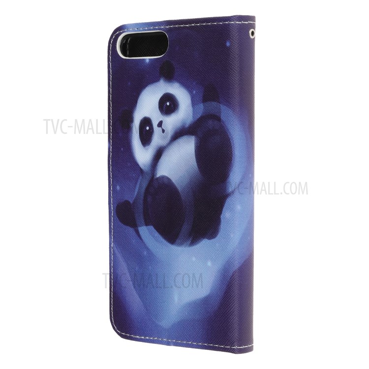 Newly Cross Texture Stylish Patterned Leather Wallet Case for iPhone 8 Plus/7 Plus 5.5 inch - Panda-3