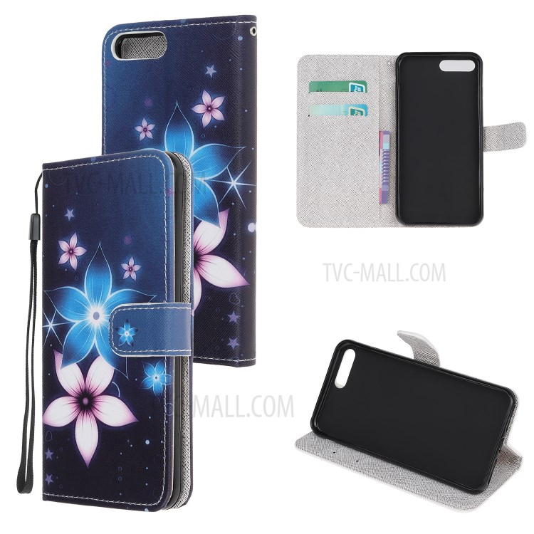 Newly Cross Texture Stylish Patterned Leather Wallet Case for iPhone 8 Plus/7 Plus 5.5 inch - Flower-1