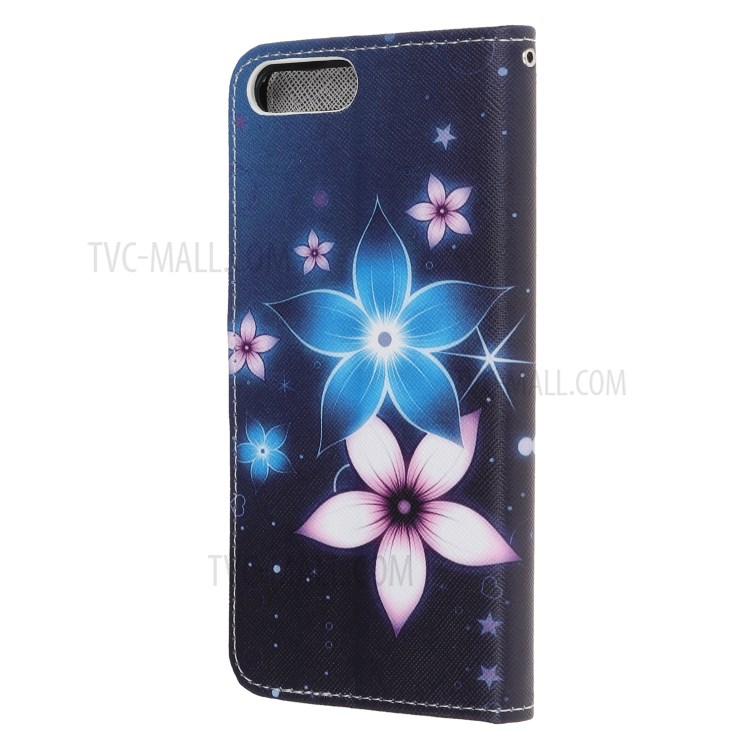 Newly Cross Texture Stylish Patterned Leather Wallet Case for iPhone 8 Plus/7 Plus 5.5 inch - Flower-3