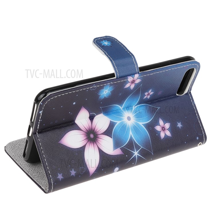 Newly Cross Texture Stylish Patterned Leather Wallet Case for iPhone 8 Plus/7 Plus 5.5 inch - Flower-4