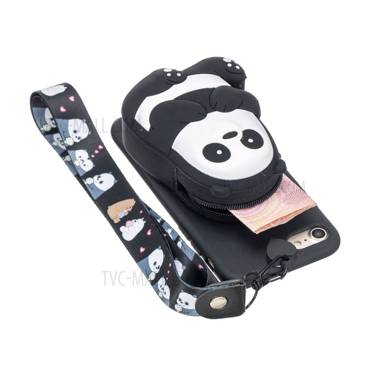 Soft TPU Phone Case with Silicone Money Pocket for iPhone 8 / 7 / SE (2nd Generation) - Poor Panda-2