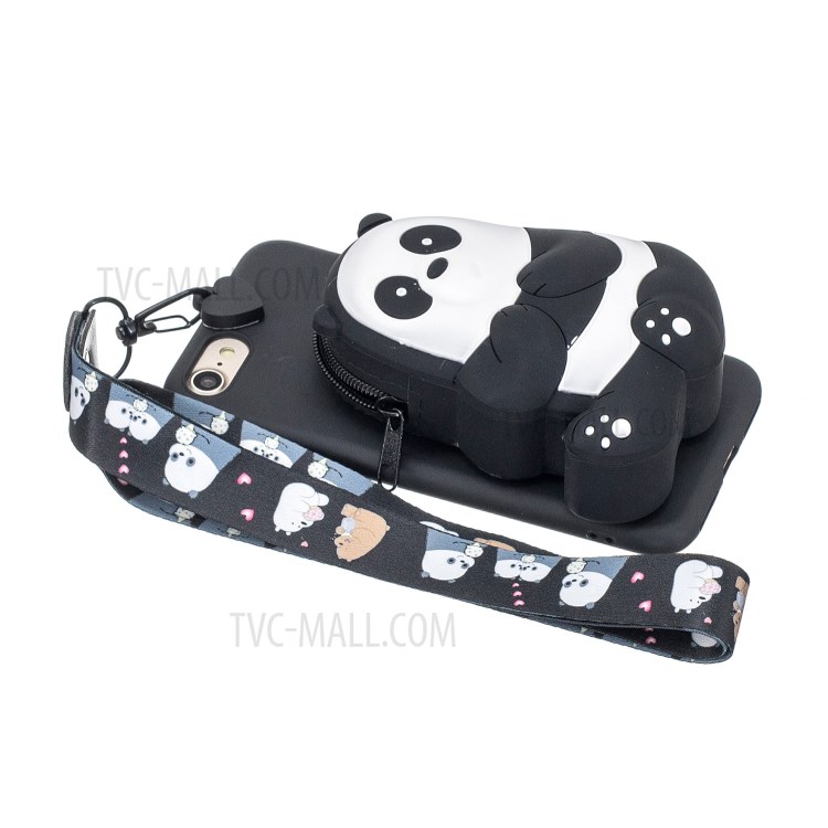 Soft TPU Phone Case with Silicone Money Pocket for iPhone 8 / 7 / SE (2nd Generation) - Poor Panda-3