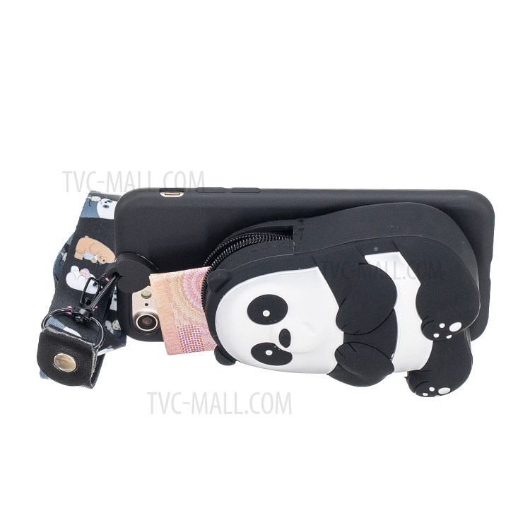 Soft TPU Phone Case with Silicone Money Pocket for iPhone 8 / 7 / SE (2nd Generation) - Poor Panda-4