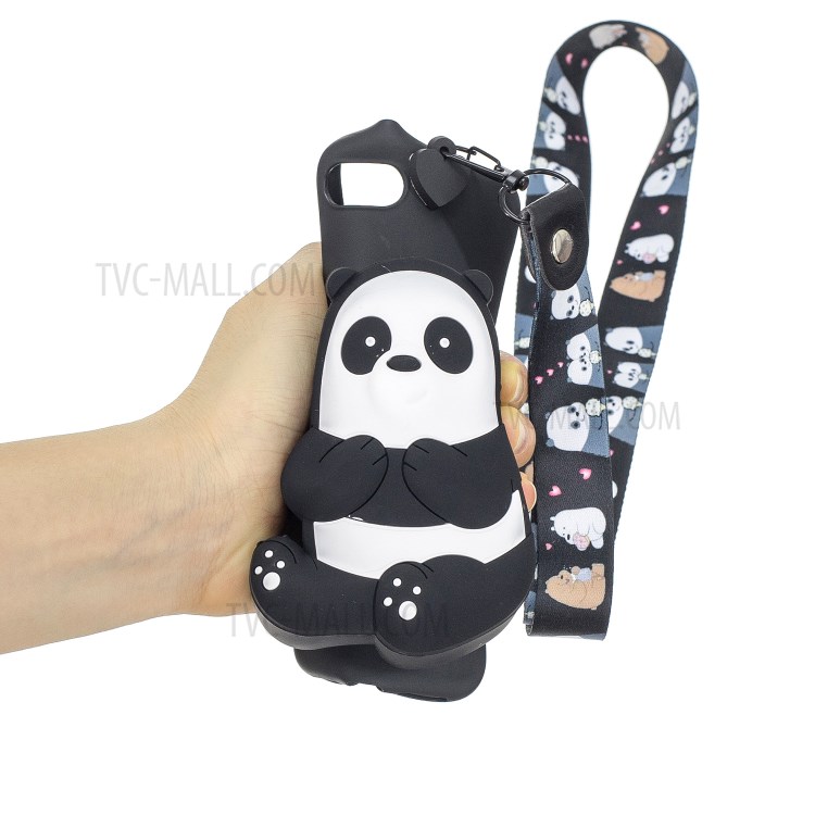 Soft TPU Phone Case with Silicone Money Pocket for iPhone 8 / 7 / SE (2nd Generation) - Poor Panda-5