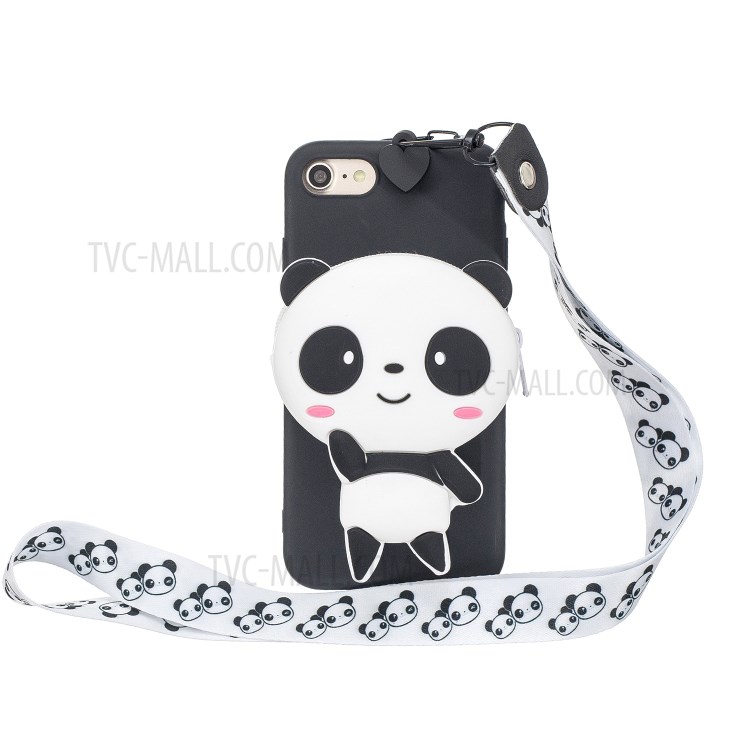 Soft TPU Phone Case with Silicone Money Pocket for iPhone 8 / 7 / SE (2nd Generation) - Poor Panda-6