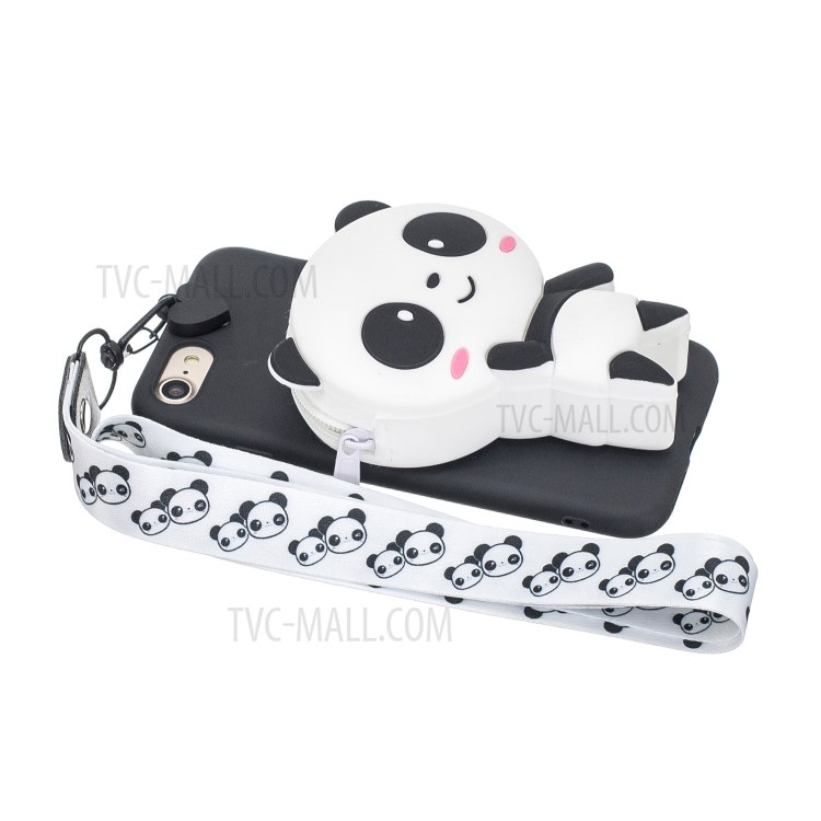 Soft TPU Phone Case with Silicone Money Pocket for iPhone 8 / 7 / SE (2nd Generation) - Cute Panda-2