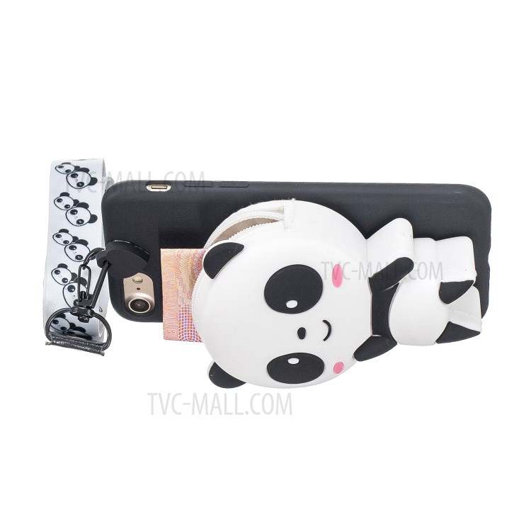 Soft TPU Phone Case with Silicone Money Pocket for iPhone 8 / 7 / SE (2nd Generation) - Cute Panda-3