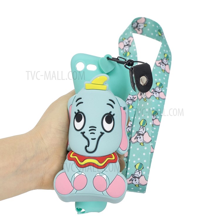 Soft TPU Phone Case with Silicone Money Pocket for iPhone 8 / 7 / SE (2nd Generation) - Cyan Elephant-5