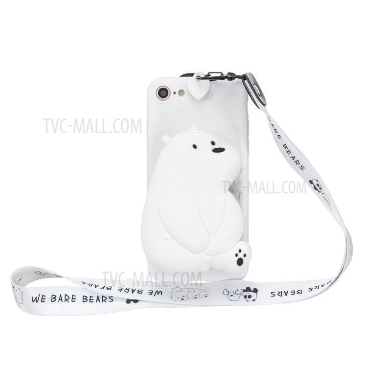 Soft TPU Phone Case with Silicone Money Pocket for iPhone 8 / 7 / SE (2nd Generation) - Bear-1