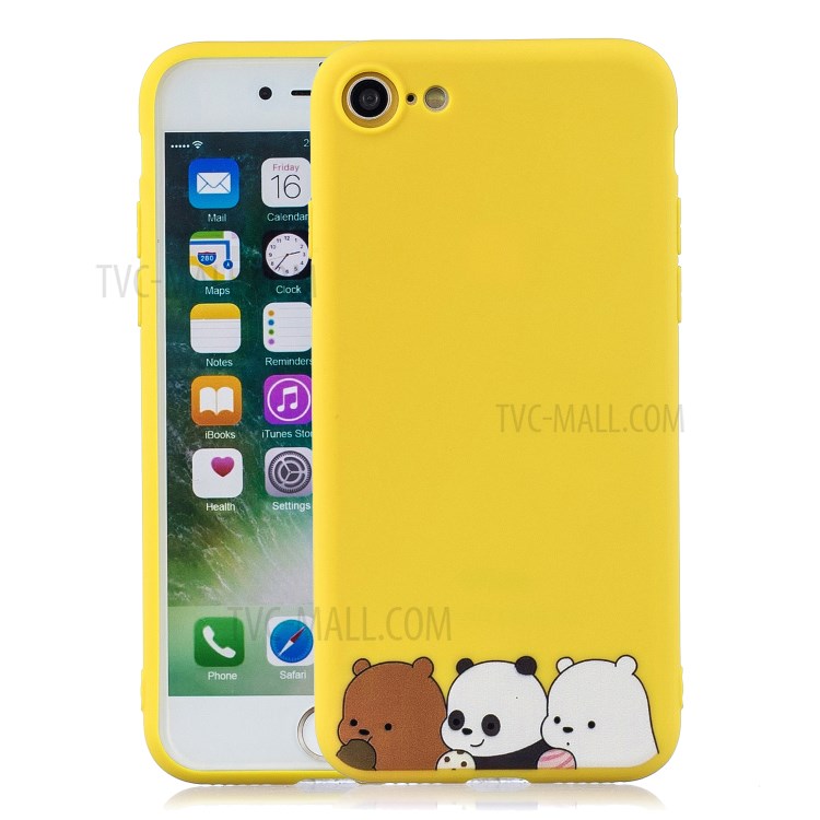 Pattern Printing TPU Gel Protective Case with Silicone Strap for iPhone 8 / 7 / SE (2nd Generation) - Bear-1
