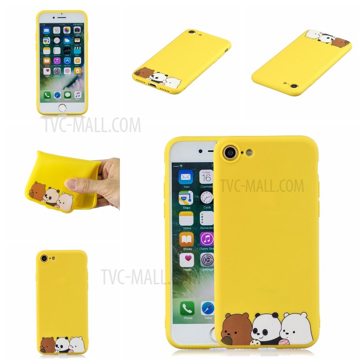 Pattern Printing TPU Gel Protective Case with Silicone Strap for iPhone 8 / 7 / SE (2nd Generation) - Bear-7