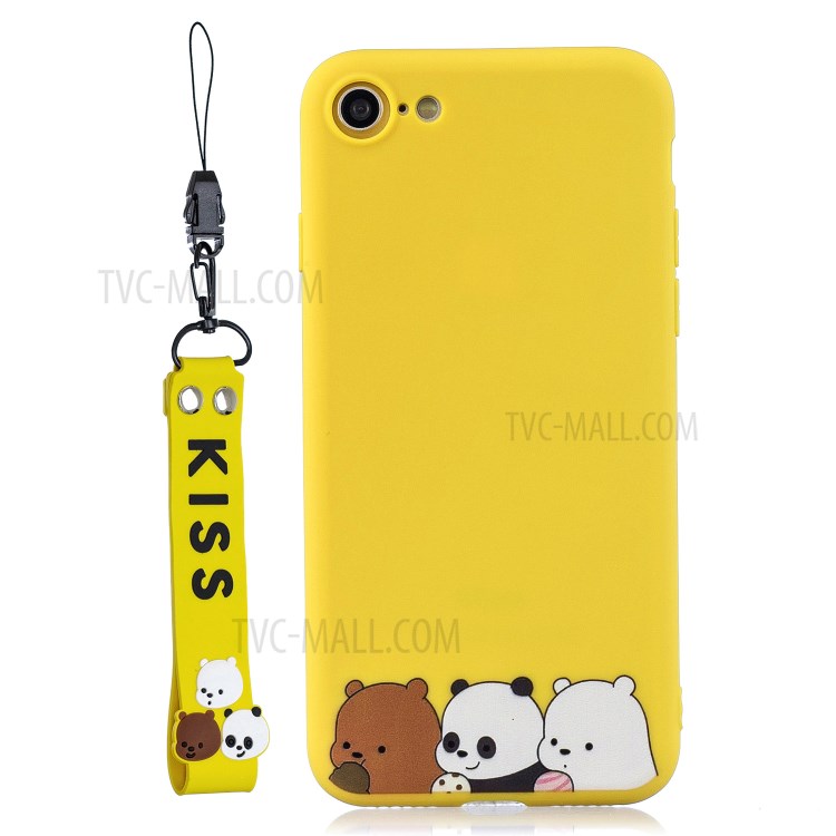 Pattern Printing TPU Gel Protective Case with Silicone Strap for iPhone 8 / 7 / SE (2nd Generation) - Bear-8
