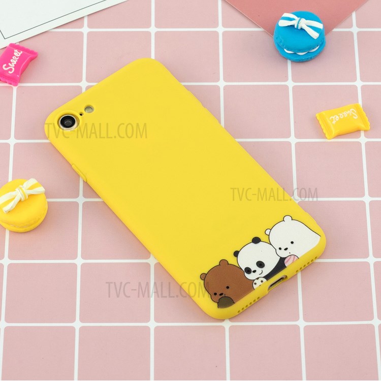 Pattern Printing TPU Gel Protective Case with Silicone Strap for iPhone 8 / 7 / SE (2nd Generation) - Bear-9