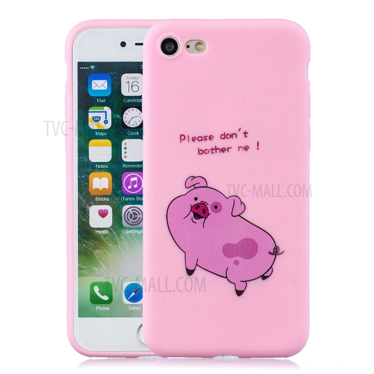 Pattern Printing TPU Gel Protective Case with Silicone Strap for iPhone 8 / 7 / SE (2nd Generation) - Pig-1