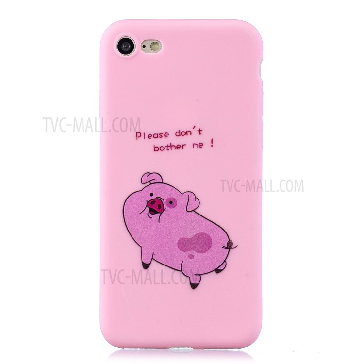 Pattern Printing TPU Gel Protective Case with Silicone Strap for iPhone 8 / 7 / SE (2nd Generation) - Pig-2