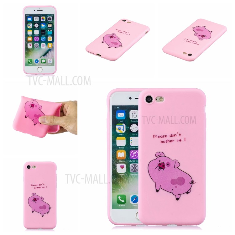 Pattern Printing TPU Gel Protective Case with Silicone Strap for iPhone 8 / 7 / SE (2nd Generation) - Pig-7