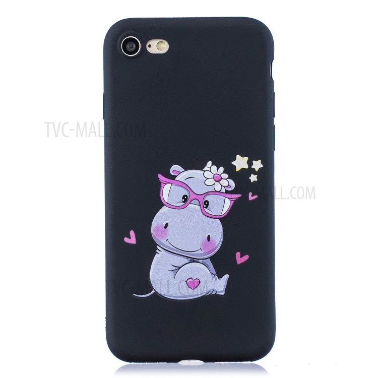 Pattern Printing TPU Gel Protective Case with Silicone Strap for iPhone 8 / 7 / SE (2nd Generation) - Cow-2