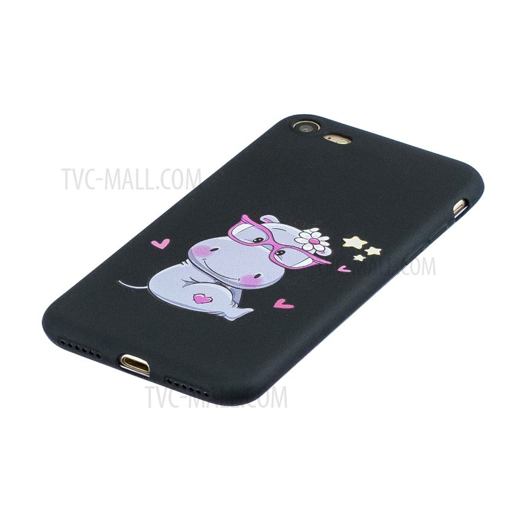 Pattern Printing TPU Gel Protective Case with Silicone Strap for iPhone 8 / 7 / SE (2nd Generation) - Cow-4