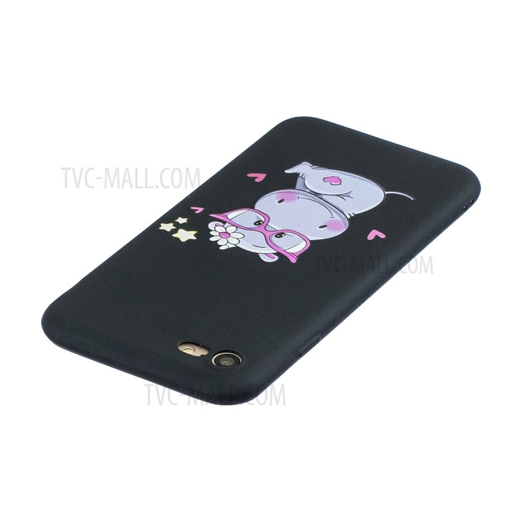 Pattern Printing TPU Gel Protective Case with Silicone Strap for iPhone 8 / 7 / SE (2nd Generation) - Cow-5