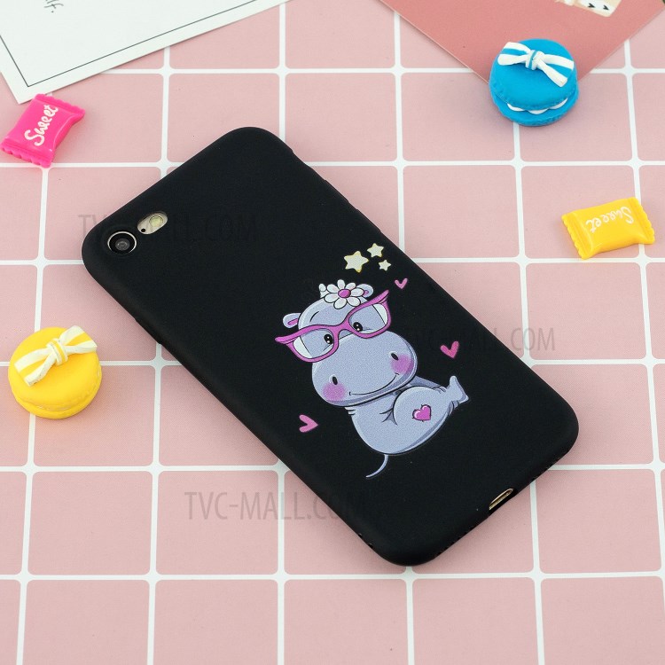 Pattern Printing TPU Gel Protective Case with Silicone Strap for iPhone 8 / 7 / SE (2nd Generation) - Cow-9