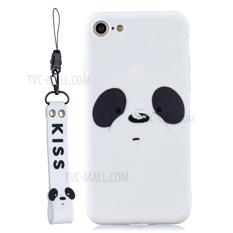 Pattern Printing TPU Gel Protective Case with Silicone Strap for iPhone 8 / 7 / SE (2nd Generation) - White Bear-8