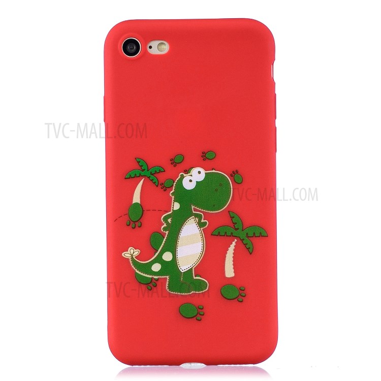 Pattern Printing TPU Gel Protective Case with Silicone Strap for iPhone 8 / 7 / SE (2nd Generation) - Cute Dinosaur-2