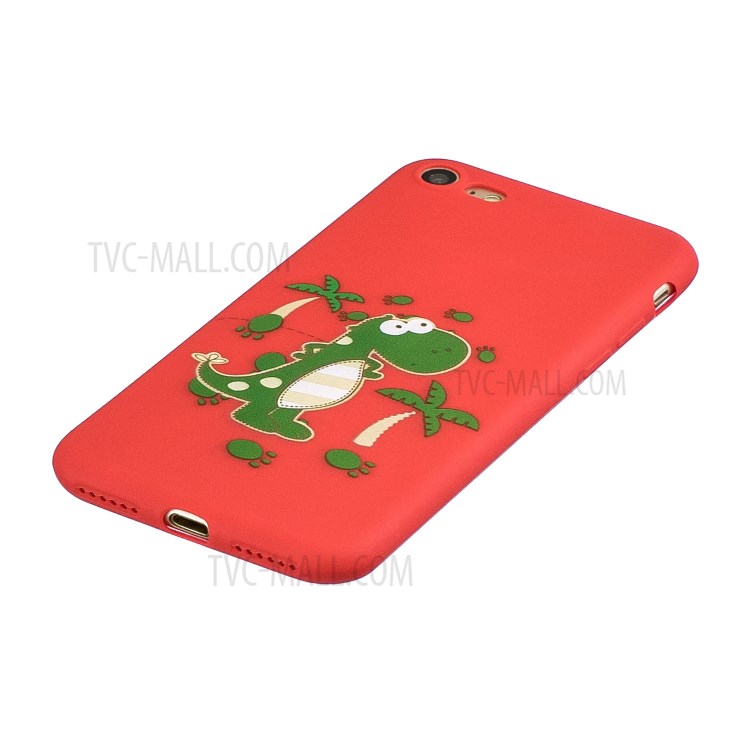 Pattern Printing TPU Gel Protective Case with Silicone Strap for iPhone 8 / 7 / SE (2nd Generation) - Cute Dinosaur-4