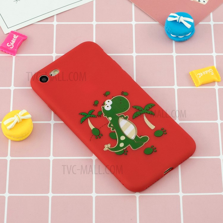 Pattern Printing TPU Gel Protective Case with Silicone Strap for iPhone 8 / 7 / SE (2nd Generation) - Cute Dinosaur-9