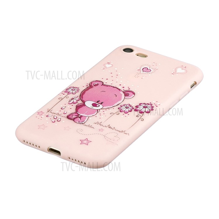 Pattern Printing TPU Gel Protective Case with Silicone Strap for iPhone 8 / 7 / SE (2nd Generation) - Pink Bear-4