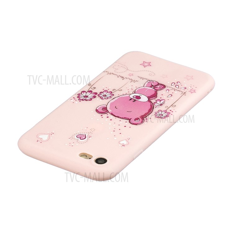 Pattern Printing TPU Gel Protective Case with Silicone Strap for iPhone 8 / 7 / SE (2nd Generation) - Pink Bear-5