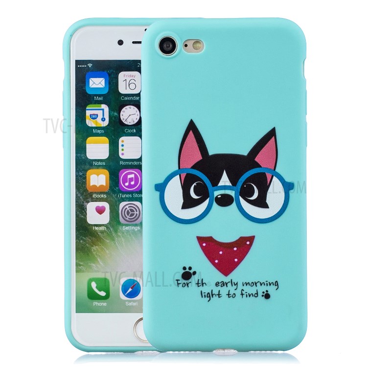Pattern Printing TPU Gel Protective Case with Silicone Strap for iPhone 8 / 7 / SE (2nd Generation) - Cat-1