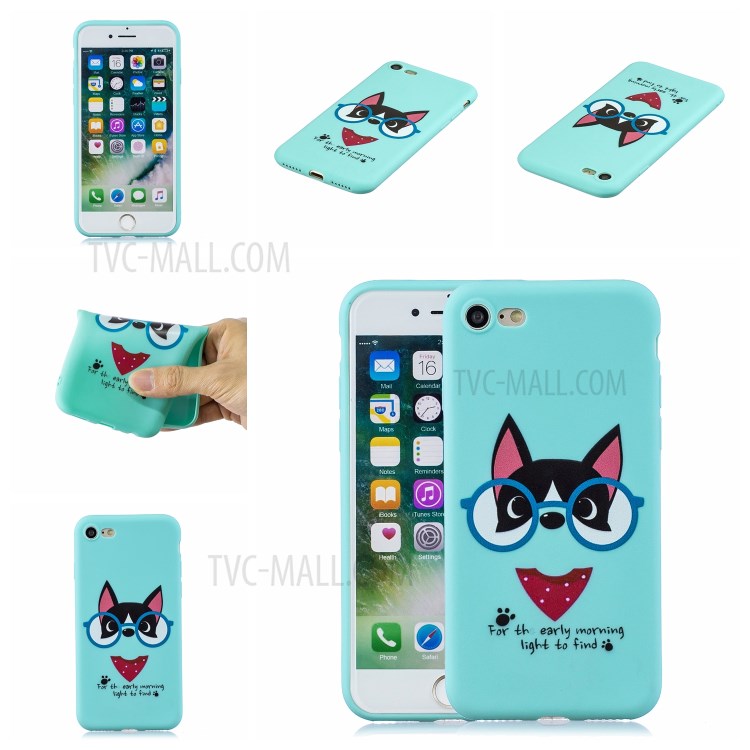 Pattern Printing TPU Gel Protective Case with Silicone Strap for iPhone 8 / 7 / SE (2nd Generation) - Cat-7