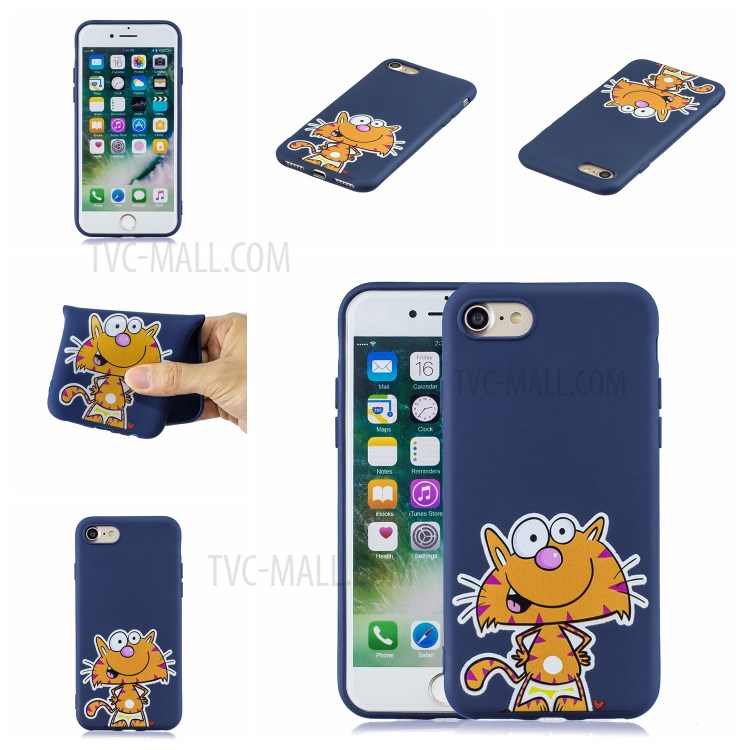 Pattern Printing TPU Gel Protective Case with Silicone Strap for iPhone 8 / 7 / SE (2nd Generation) - Tiger-7