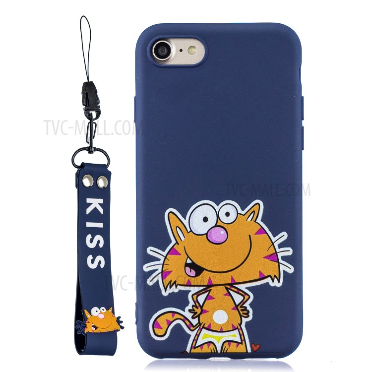 Pattern Printing TPU Gel Protective Case with Silicone Strap for iPhone 8 / 7 / SE (2nd Generation) - Tiger-8