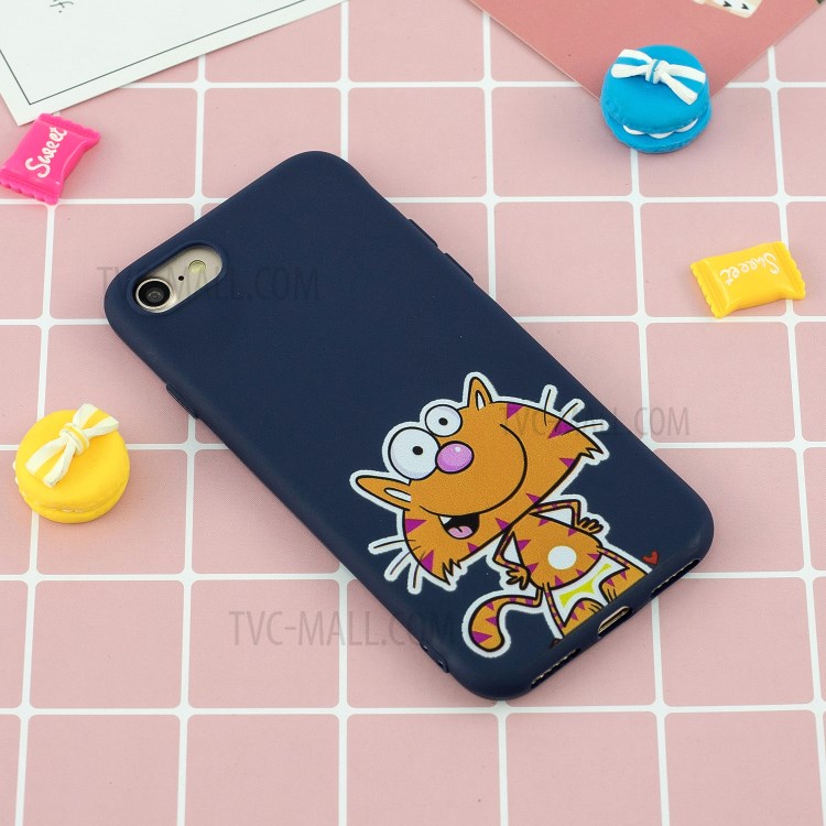 Pattern Printing TPU Gel Protective Case with Silicone Strap for iPhone 8 / 7 / SE (2nd Generation) - Tiger-9