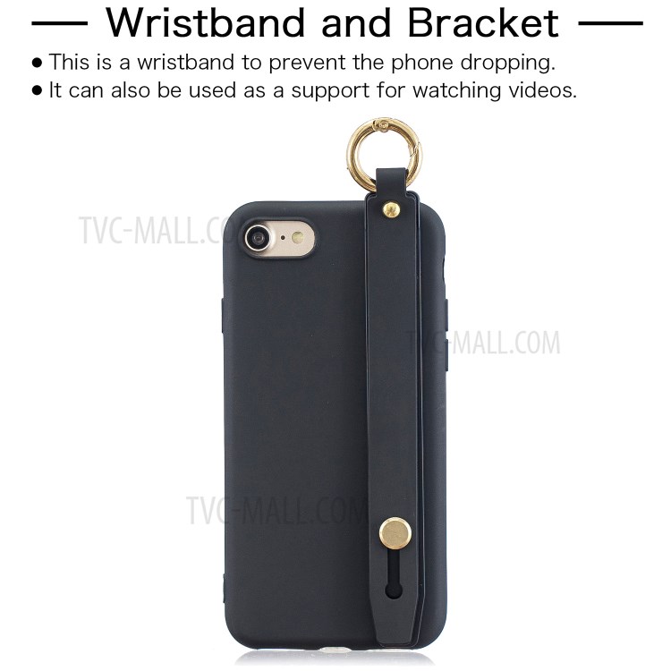 TPU Phone Case with Handy Strap Kickstand for iPhone 8 / 7 / SE (2nd Generation) - Black-2