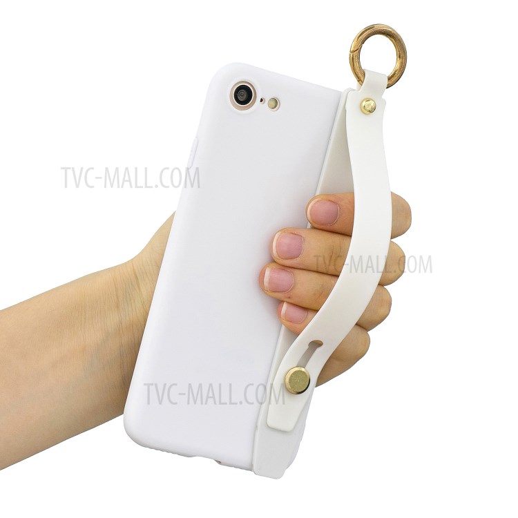 TPU Phone Case with Handy Strap Kickstand for iPhone 8 / 7 / SE (2nd Generation) - White-1
