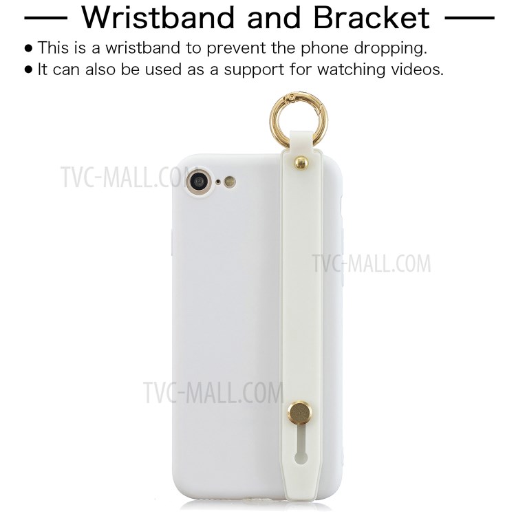 TPU Phone Case with Handy Strap Kickstand for iPhone 8 / 7 / SE (2nd Generation) - White-2