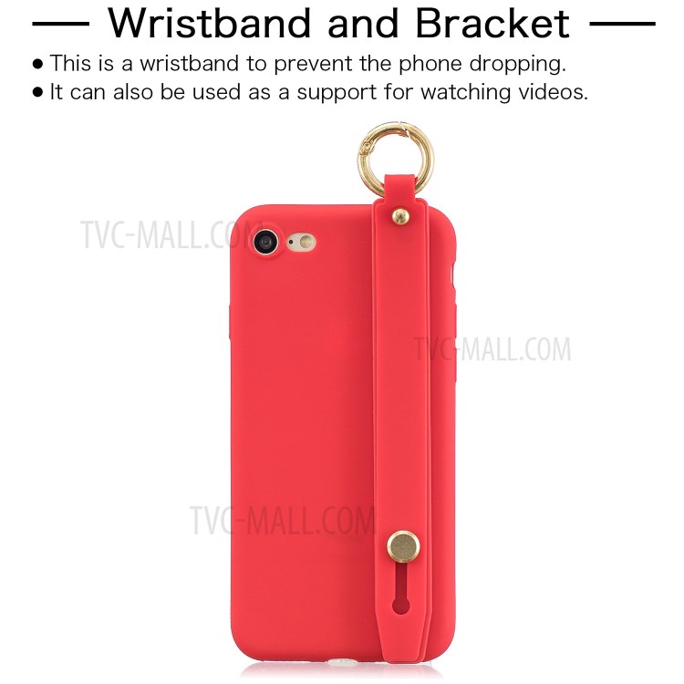 TPU Phone Case with Handy Strap Kickstand for iPhone 8 / 7 / SE (2nd Generation) - Red-2