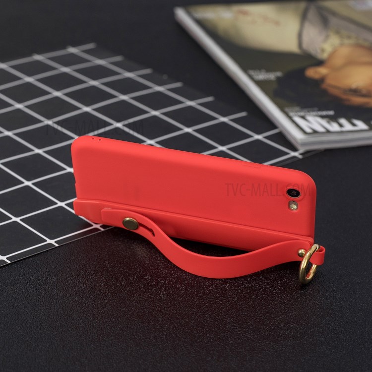 TPU Phone Case with Handy Strap Kickstand for iPhone 8 / 7 / SE (2nd Generation) - Red-6