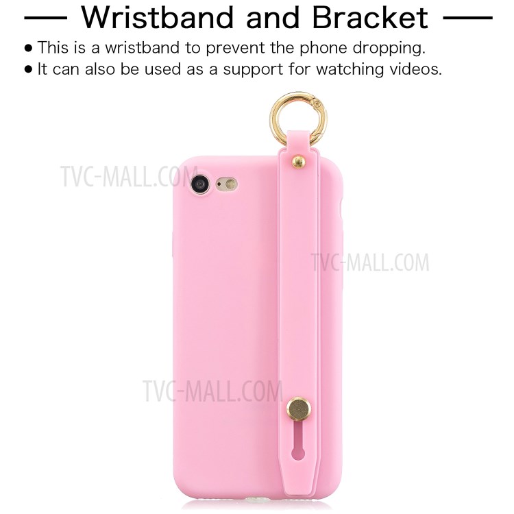 TPU Phone Case with Handy Strap Kickstand for iPhone 8 / 7 / SE (2nd Generation) - Deep Pink-2