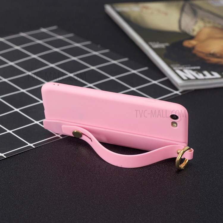 TPU Phone Case with Handy Strap Kickstand for iPhone 8 / 7 / SE (2nd Generation) - Deep Pink-6